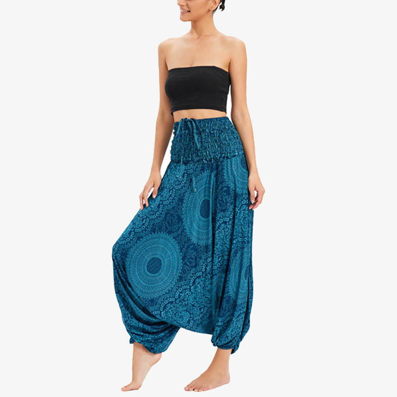 Buddha Stones 2スタイル ラウンドジオメトリック ルーズカジュアル ハーレムパンツ ジャンプスーツ レディース ヨガパンツ - image 3