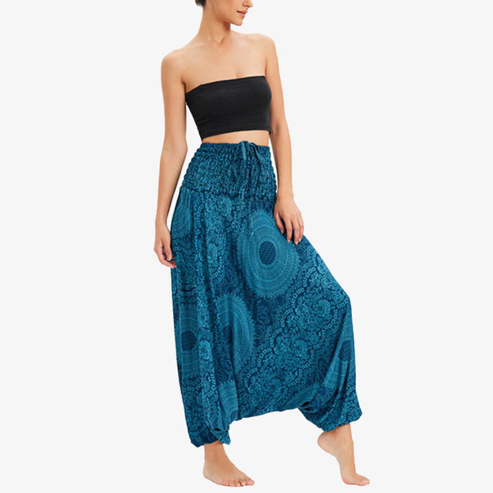 Buddha Stones 2スタイル ラウンドジオメトリック ルーズカジュアル ハーレムパンツ ジャンプスーツ レディース ヨガパンツ - image 2