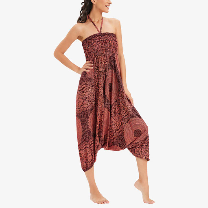 Buddha Stones 2スタイル ラウンドジオメトリック ルーズカジュアル ハーレムパンツ ジャンプスーツ レディース ヨガパンツ - image 13