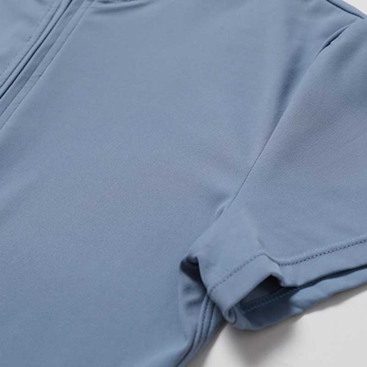 Buddha Stonesハイストレッチ ジッパー 半袖 ジャンプスーツ スポーツ フィットネス ヨガ レディース ボディスーツ - image 9