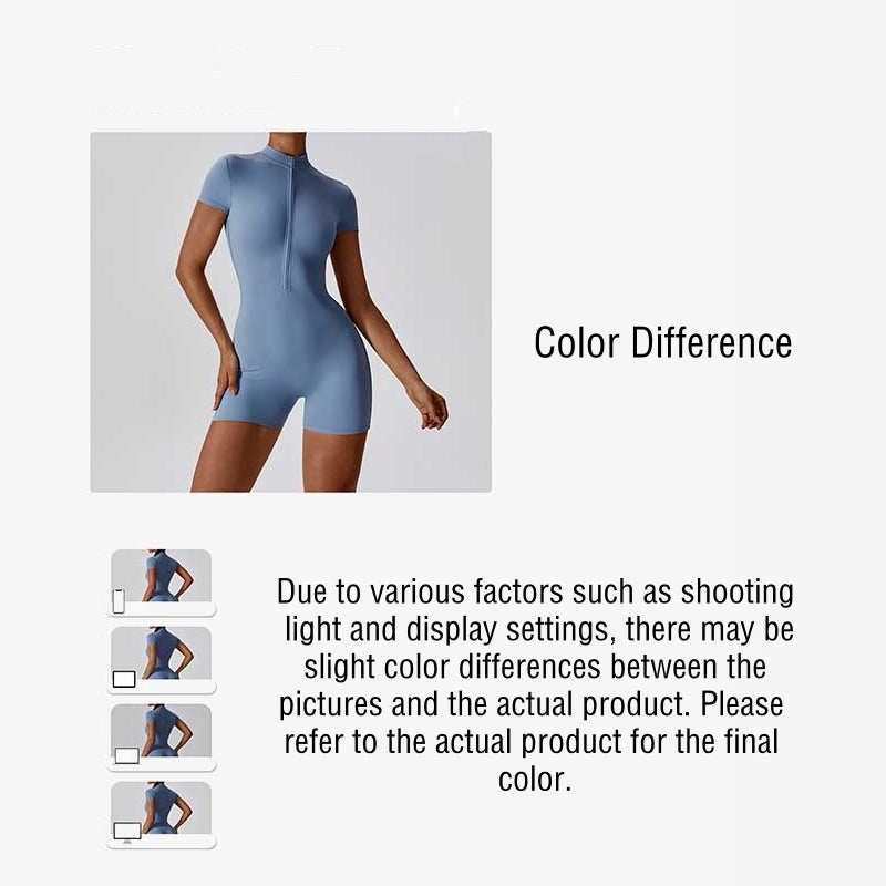 Buddha Stonesハイストレッチ ジッパー 半袖 ジャンプスーツ スポーツ フィットネス ヨガ レディース ボディスーツ - image 16