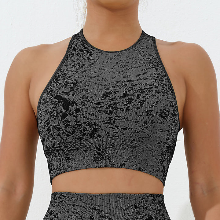 Buddha Stonesシームレス フィットネス クロップ タンクトップ ハイウエスト レギンス パンツ スポーツ ジム ヨガ ウェア