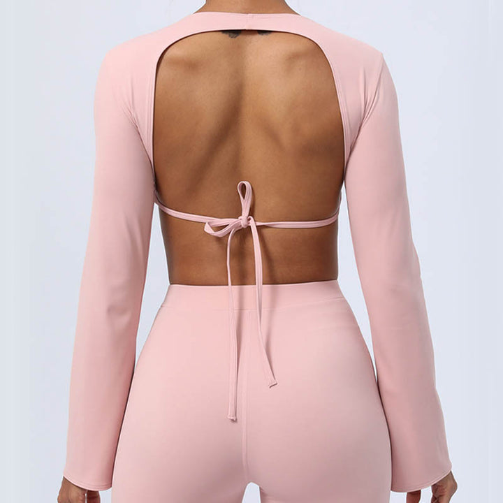 Buddha Stonesロングスリーブ バックレス ストラップ トップブラ フレアパンツ フィットネス ヨガ ウェア - image 40