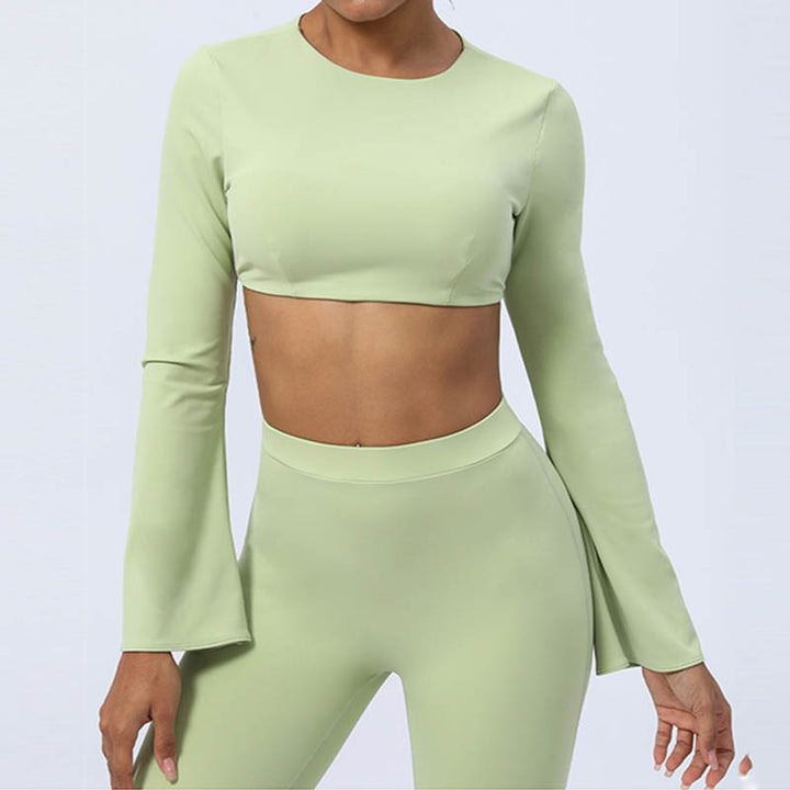 Buddha Stonesロングスリーブ バックレス ストラップ トップブラ フレアパンツ フィットネス ヨガ ウェア - image 10