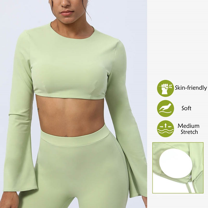 Buddha Stonesロングスリーブ バックレス ストラップ トップブラ フレアパンツ フィットネス ヨガ ウェア - image 14