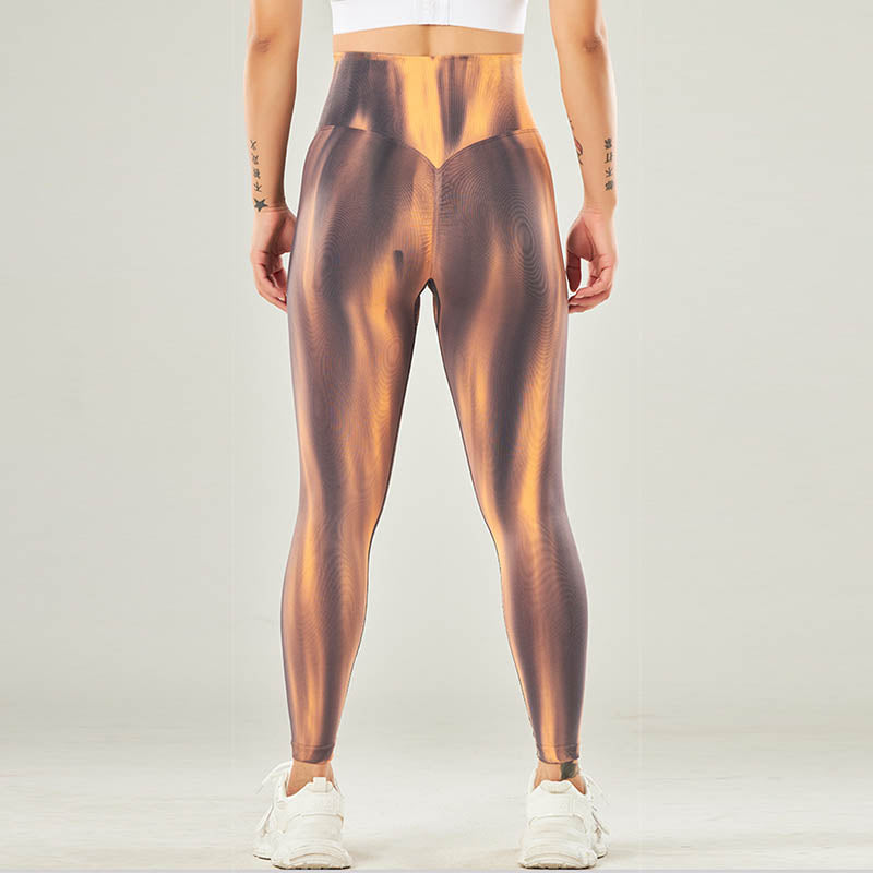 Buddha Stonesシームレス タイダイプリント パンツ スポーツ ハイウエスト レギンス レディース ヨガパンツ