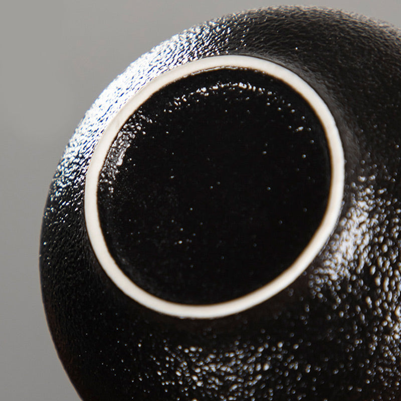 Buddha Stones手描き蓮の花竹菊黒陶器セラミックティーカップカンフーティーカップ95ml