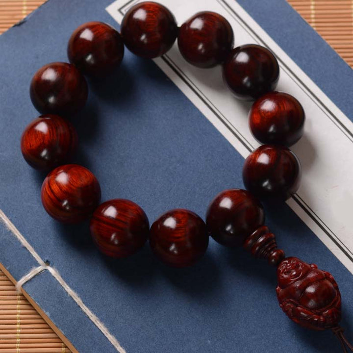Buddha Stones小葉紅檀 笑い仏 富の神 守護ブレスレット