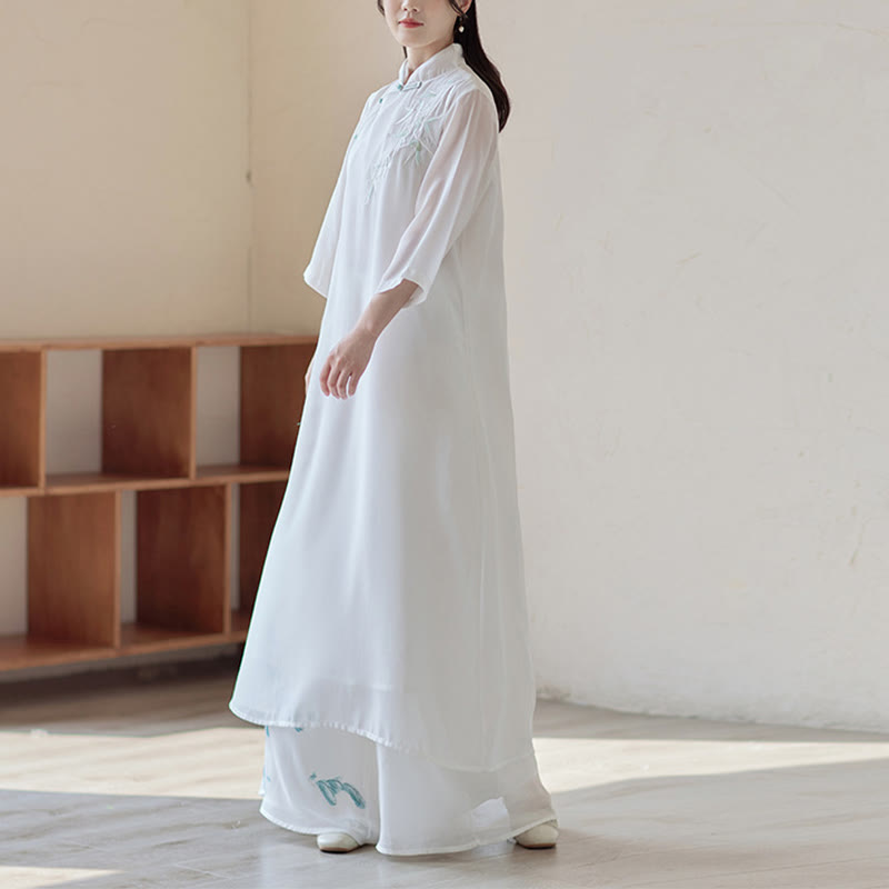 Buddha Stonesの竹製チャイナドレス ミディドレス ワイドレッグパンツ 瞑想 スピリチュアル 禅 練習着 - image 3