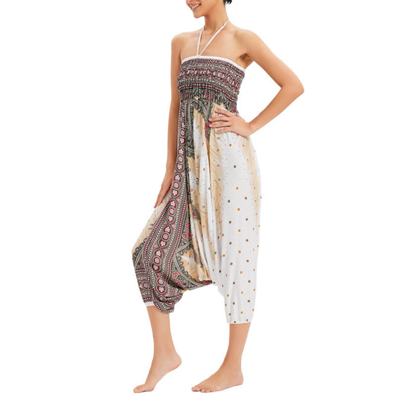 Buddha Stones 2スタイルウェア 孔雀の羽 ルーズスモック ハーレムパンツ ジャンプスーツ ハイウエストパンツ - image 5