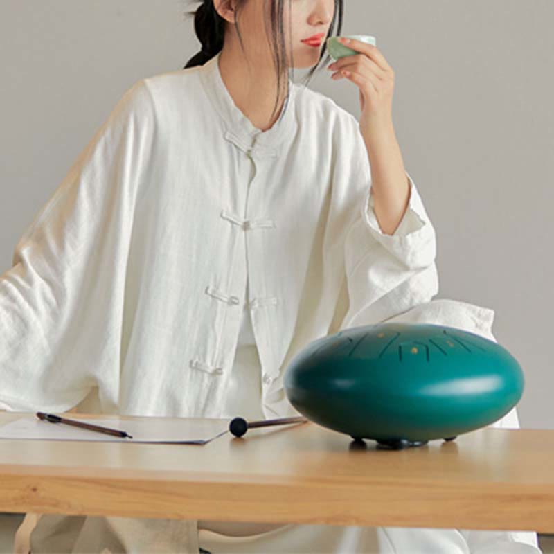 Buddha Stones無地 カエルボタンデザイン シャツ 禅 太極拳 瞑想用 トップス コットンリネン ジャケット - ベージュ(バスト150cm)(トップスのみ) - image 12