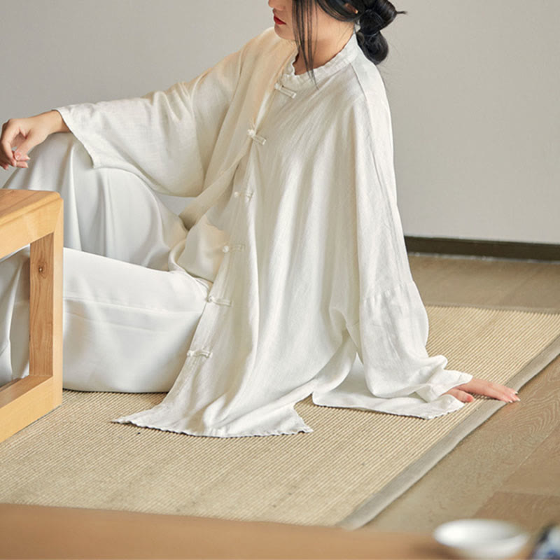 Buddha Stones無地 カエルボタンデザイン シャツ 禅 太極拳 瞑想用 トップス コットンリネン ジャケット - image 15