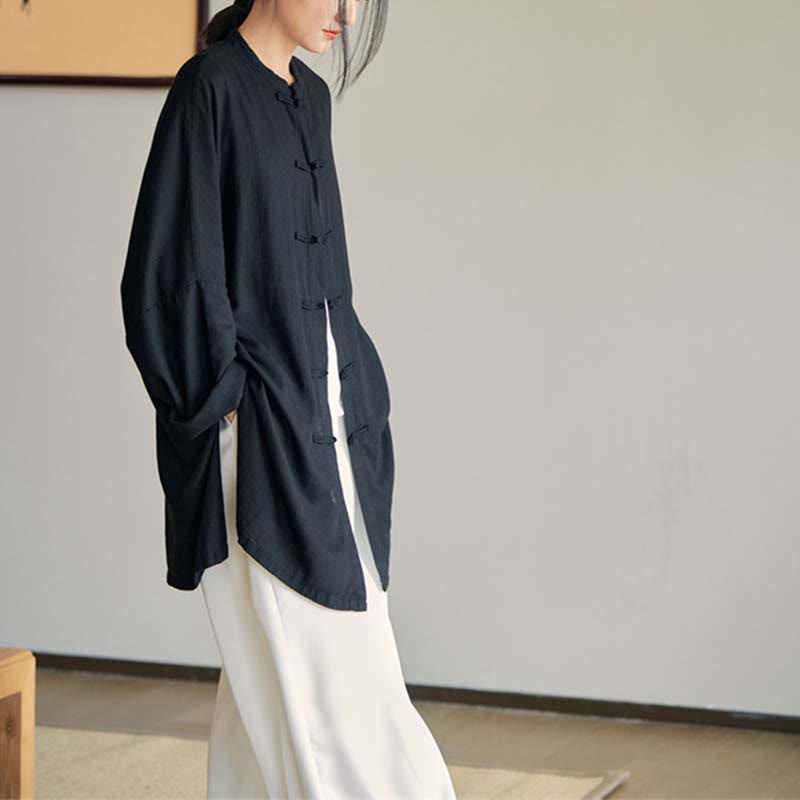 Buddha Stones無地 カエルボタンデザイン シャツ 禅 太極拳 瞑想用 トップス コットンリネン ジャケット - image 29