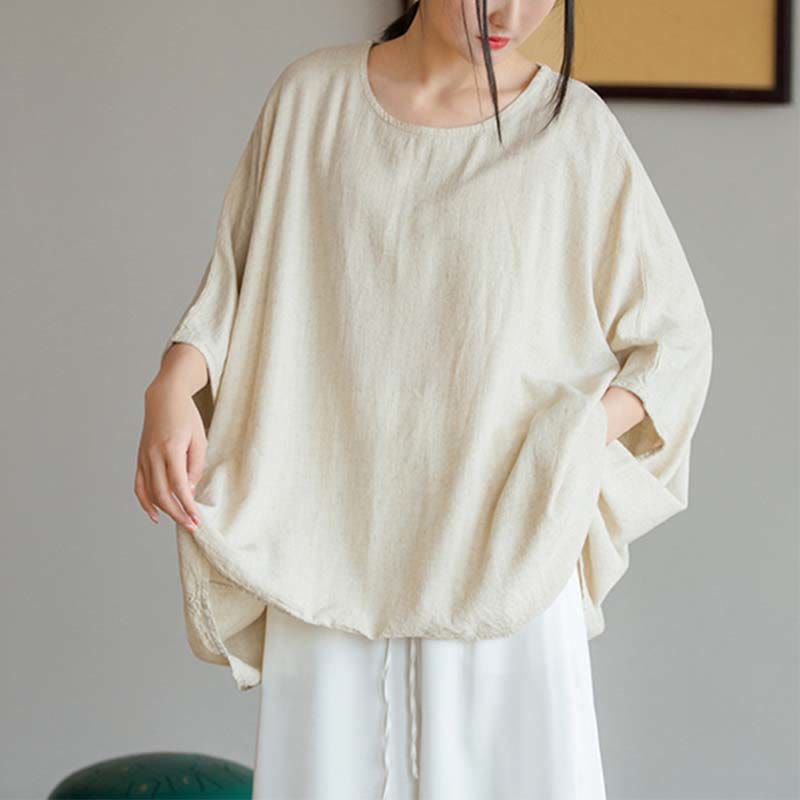 Buddha Stones無地 七分袖 トップス ルーズTシャツ - image 6