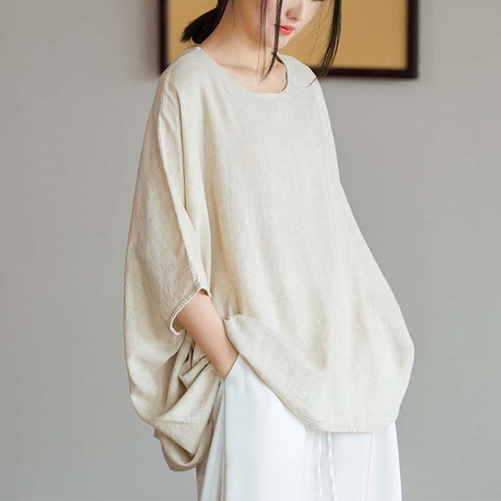 Buddha Stones無地 七分袖 トップス ルーズTシャツ - image 7