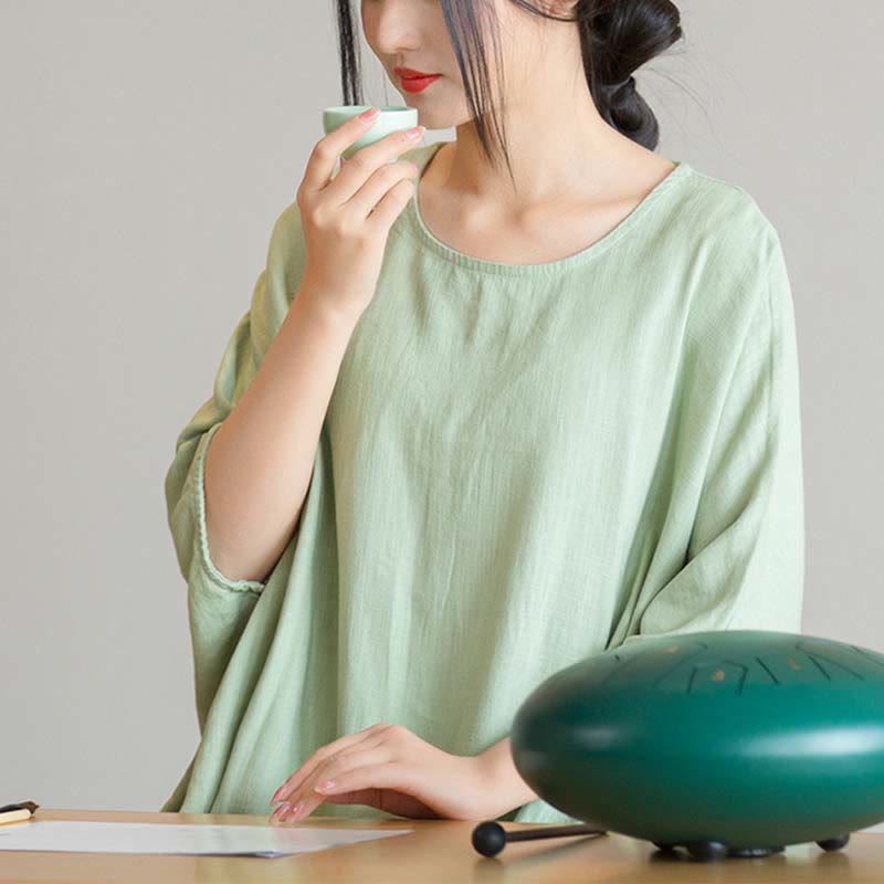 Buddha Stones無地 七分袖 トップス ルーズTシャツ - image 12