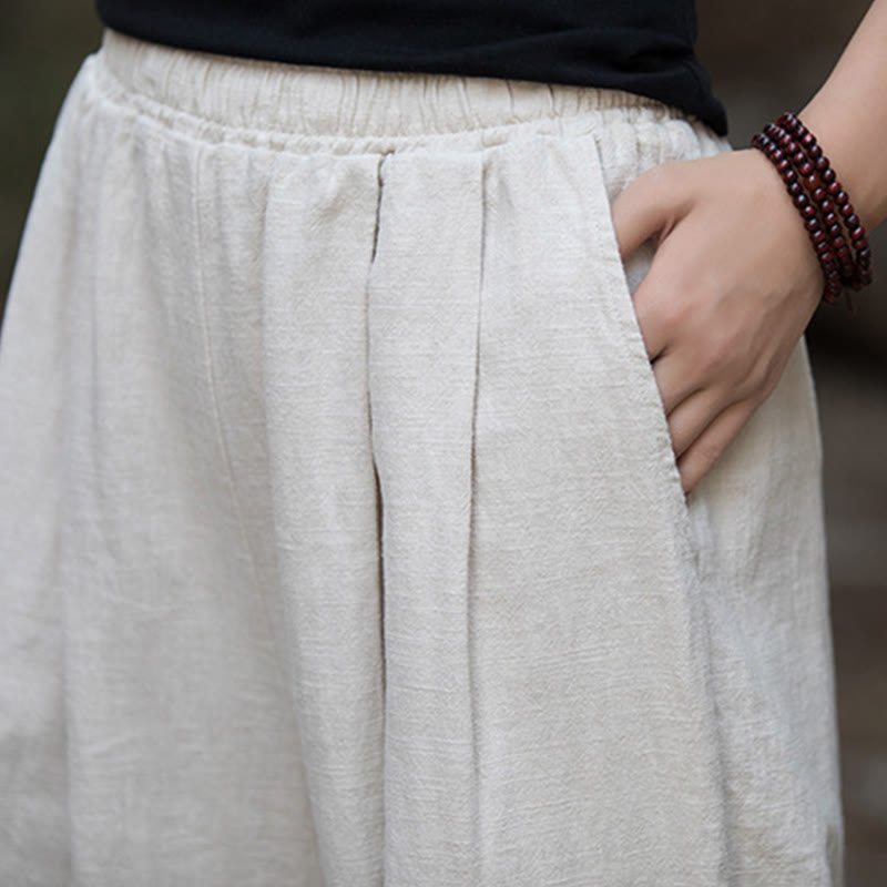 Buddha Stonesレトロ ワイドレッグパンツ カジュアル レディース ヨガパンツ ポケット付き