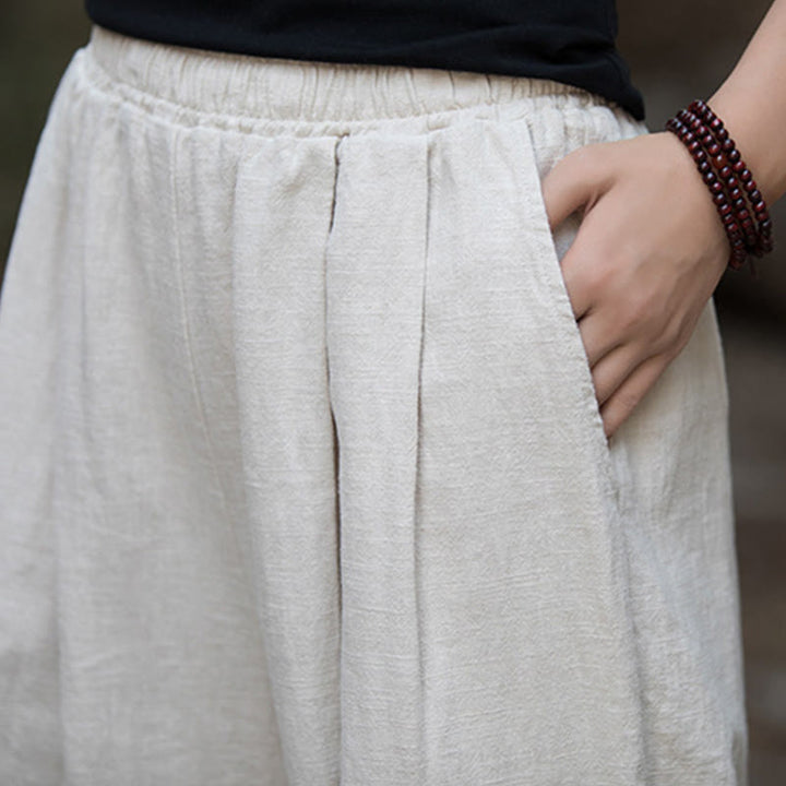 Buddha Stonesレトロ ワイドレッグパンツ カジュアル レディース ヨガパンツ ポケット付き