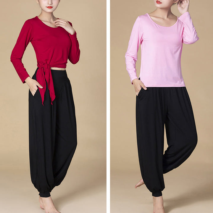 Buddha Stones無地 モダール ヨガ ダンス ハイウエスト ハーレムパンツ ポケット付き - image 9