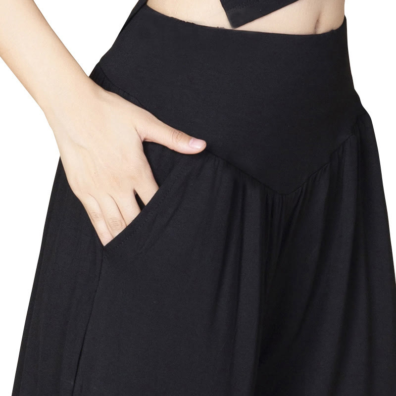 Buddha Stones無地 モダール ヨガ ダンス ハイウエスト ハーレムパンツ ポケット付き - image 10