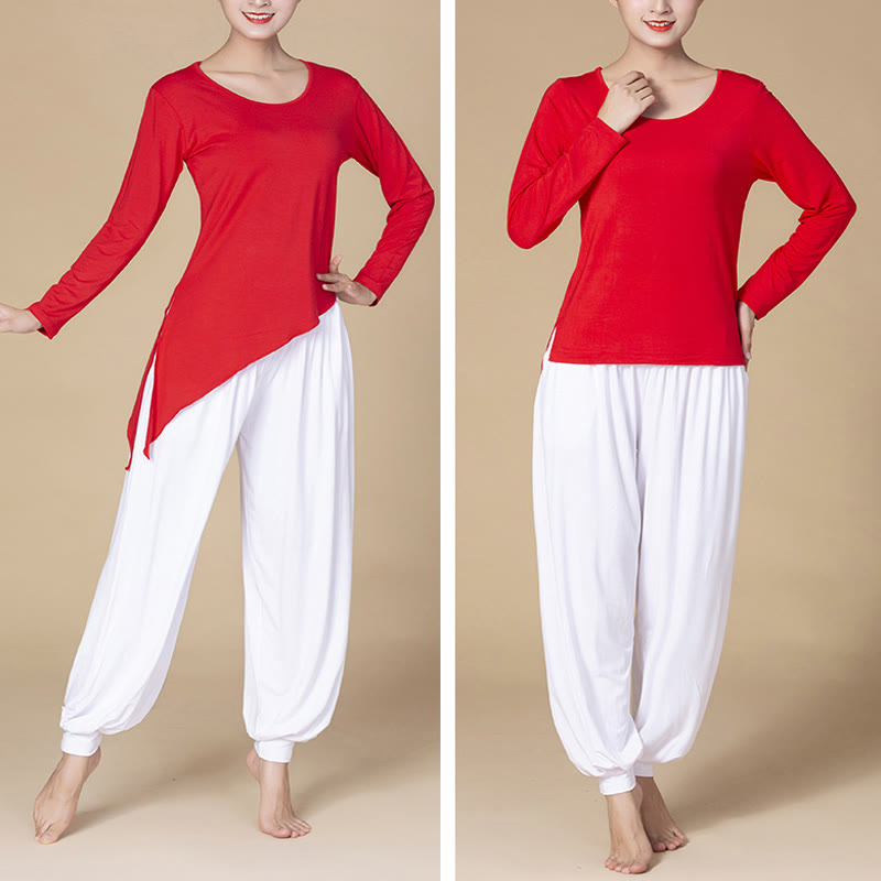 Buddha Stones無地 モダール ヨガ ダンス ハイウエスト ハーレムパンツ ポケット付き - image 3