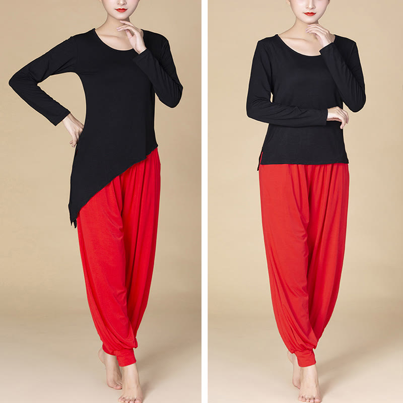 Buddha Stones無地 モダール ヨガ ダンス ハイウエスト ハーレムパンツ ポケット付き - image 6