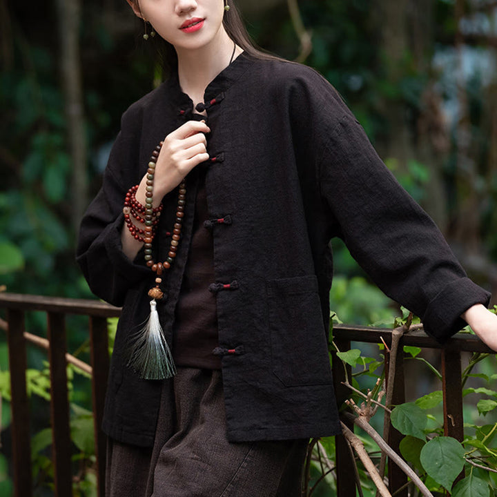 Buddha Stonesのカエルボタンシャツ 禅瞑想用トップス コットンリネンジャケット - image 11