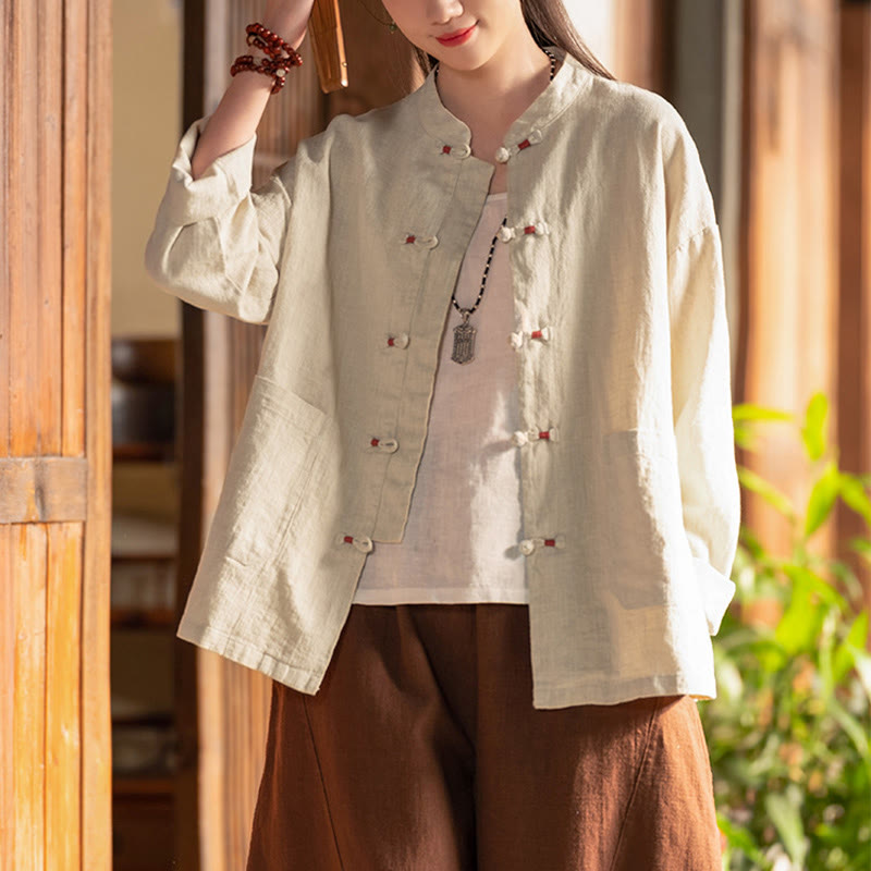 Buddha Stonesのカエルボタンシャツ 禅瞑想用トップス コットンリネンジャケット - image 1