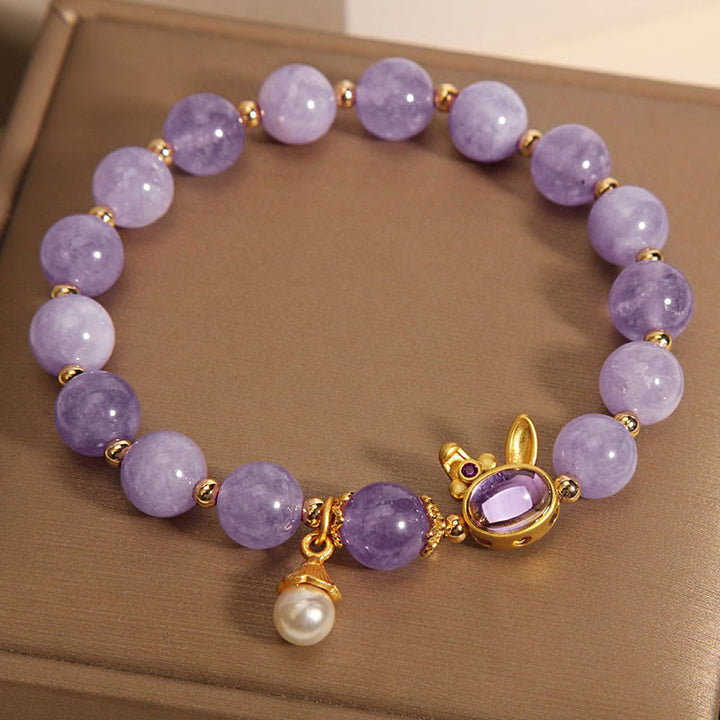 Buddha Stones天然紫水晶うさぎの幸せブレスレット - image 2