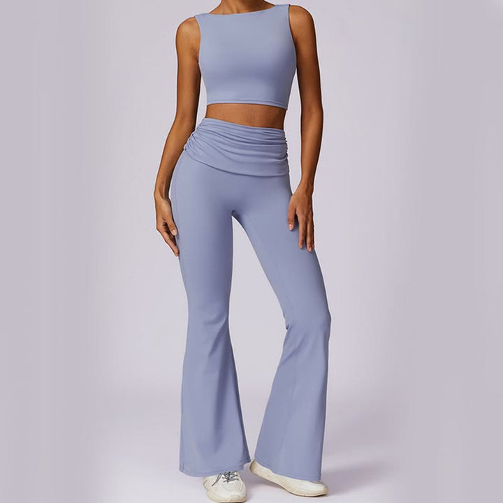 Buddha Stonesノースリーブ バックレス ストラップ タンクトップ ブラ フレアパンツ スポーツ フィットネス ヨガ - image 22