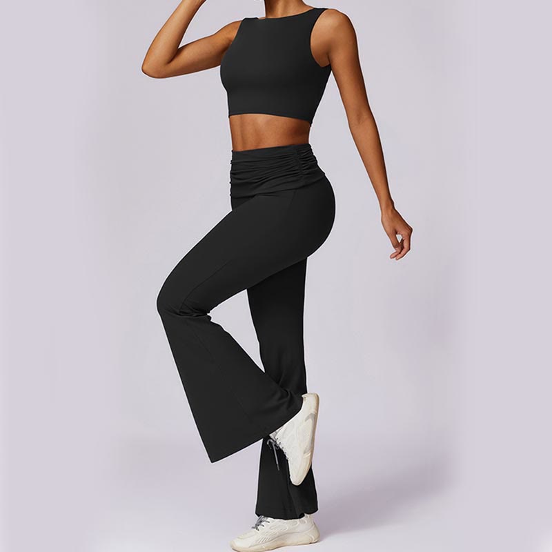 Buddha Stonesノースリーブ バックレス ストラップ タンクトップ ブラ フレアパンツ スポーツ フィットネス ヨガ - image 40