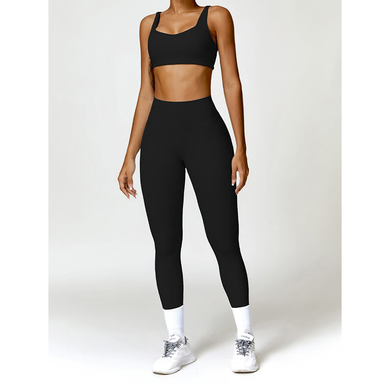 Buddha Stonesジム スポーツ ヨガ バックレス ブラ クロップ タンクトップ ショーツ - image 4