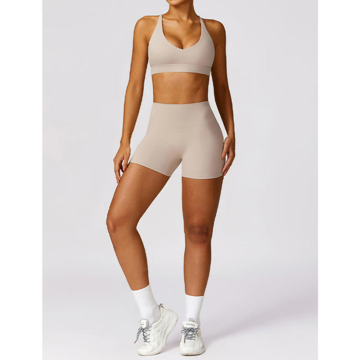 Buddha Stonesジム スポーツ ヨガ バックレス ブラ クロップ タンクトップ 通気性 ショーツ