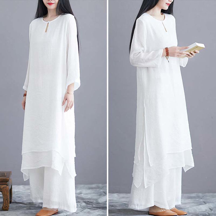 Buddha Stones 2ピース 無地 ミディドレス ワイドレッグパンツ 瞑想 スピリチュアル 禅 練習 ヨガ ダンスウェア - image 9