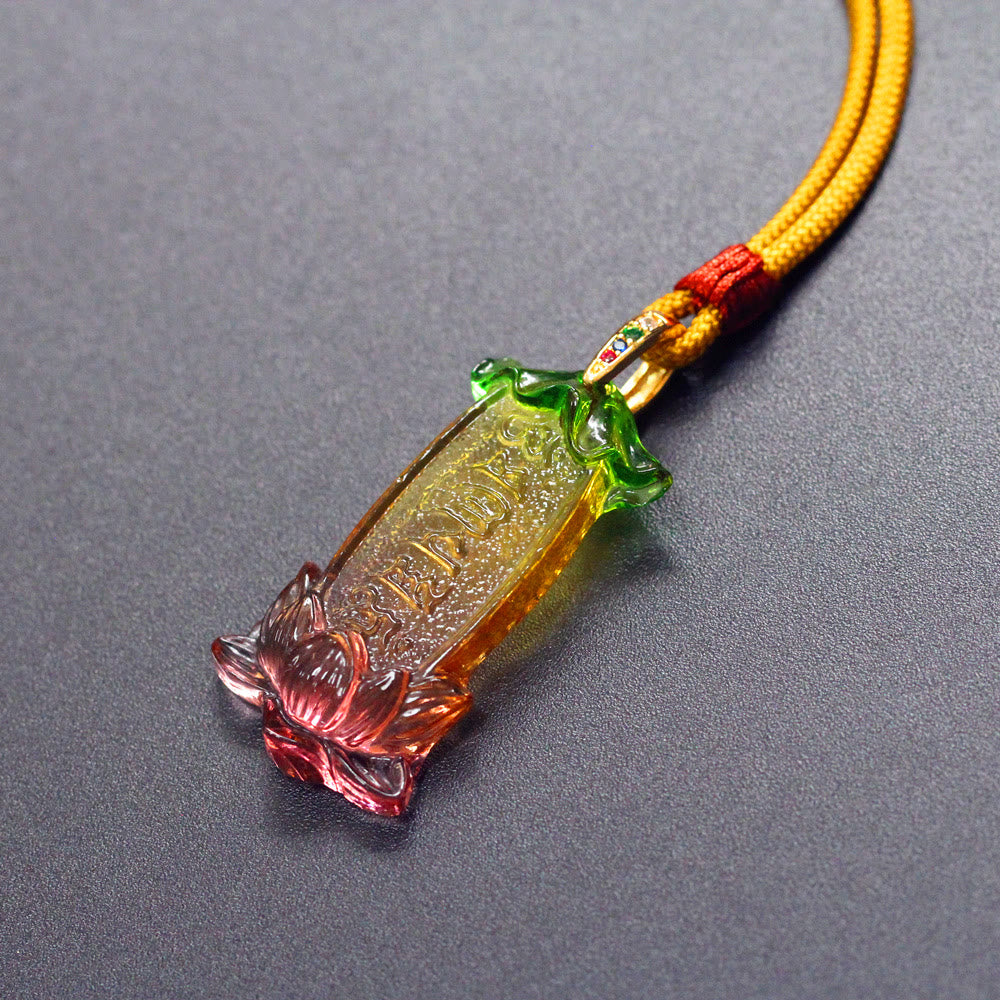 Buddha Stones劉里蓮華 六字Om Mani Padme Hum平和ネックレス