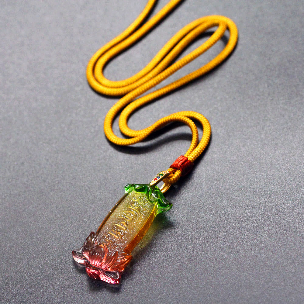 Buddha Stones劉里蓮華 六字Om Mani Padme Hum平和ネックレス