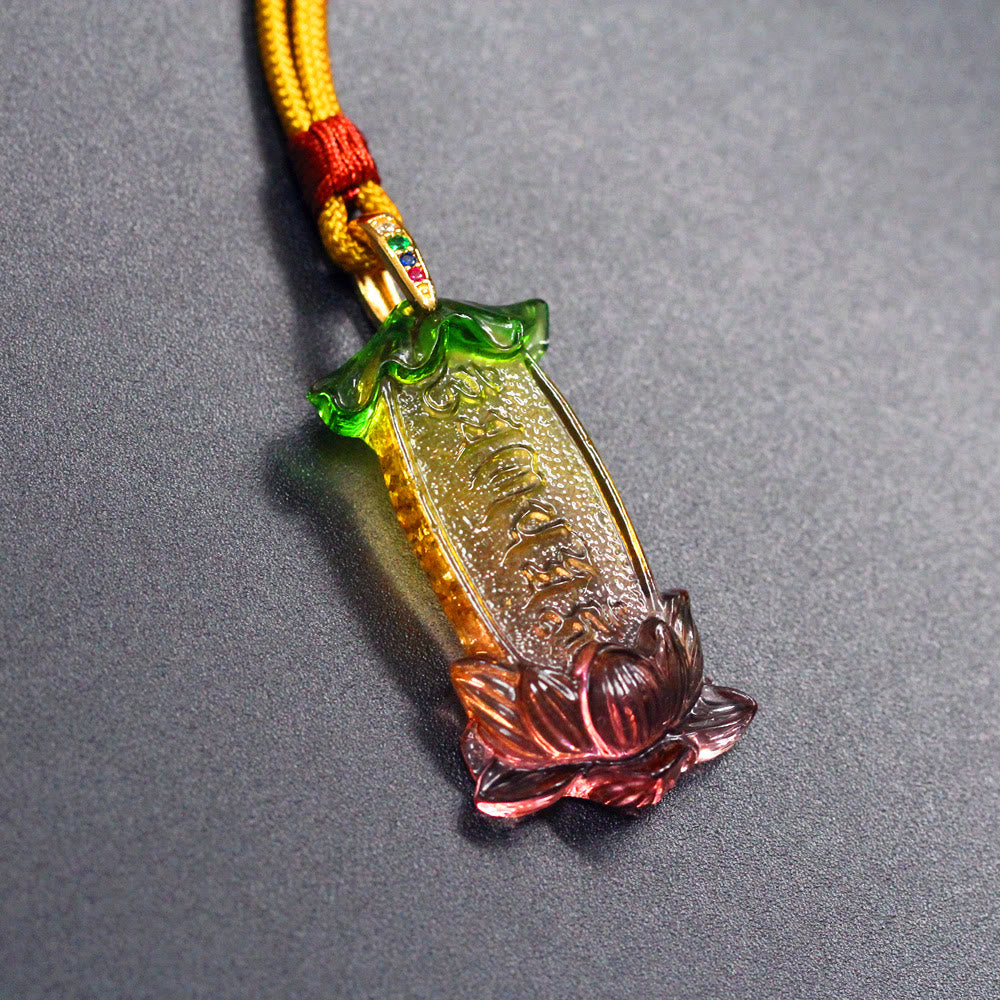 Buddha Stones劉里蓮華 六字Om Mani Padme Hum平和ネックレス