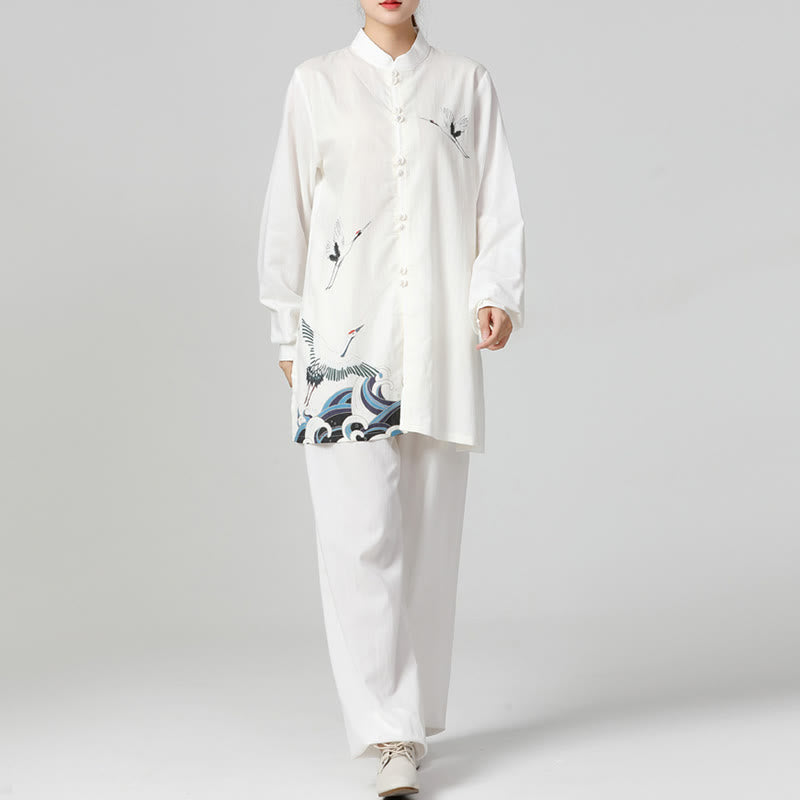 Buddha Stones白鶴 海 コットンリネン 瞑想 祈り スピリチュアル 禅 太極拳 気功 練習用 衣類 セット