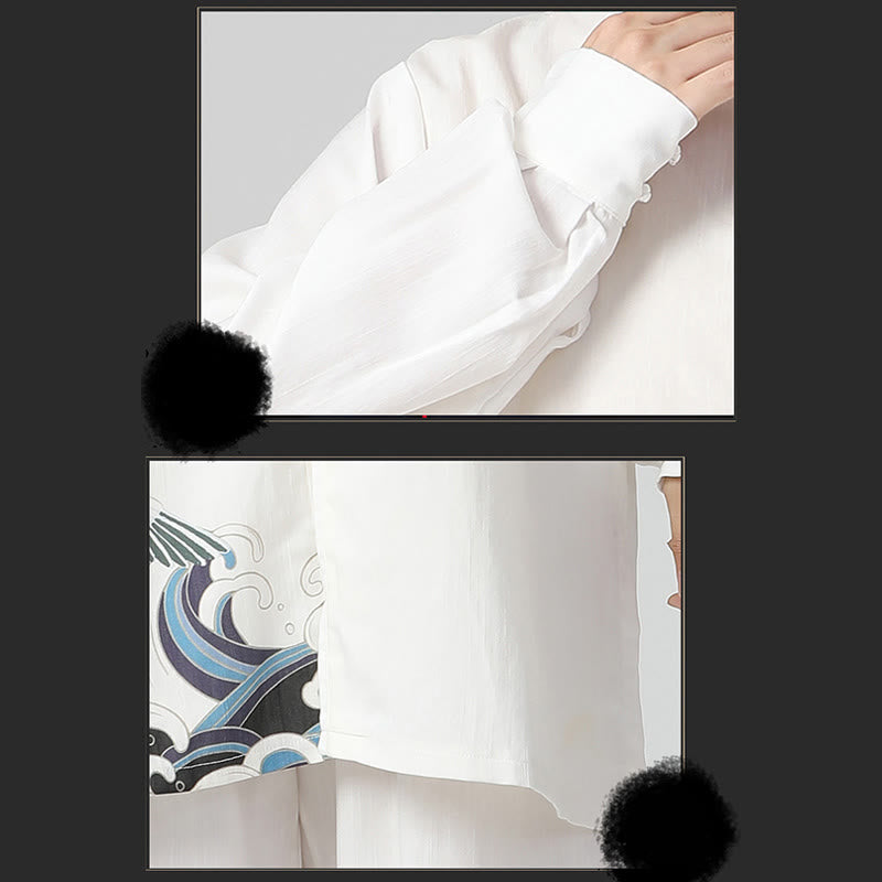 Buddha Stones白鶴 海 コットンリネン 瞑想 祈り スピリチュアル 禅 太極拳 気功 練習用 衣類 セット