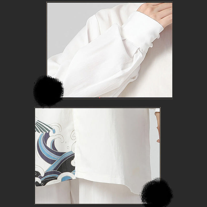 Buddha Stones白鶴 海 コットンリネン 瞑想 祈り スピリチュアル 禅 太極拳 気功 練習用 衣類 セット