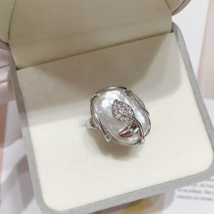 Buddha Stonesパール銅メッキゴールドフラワー幸福富リング