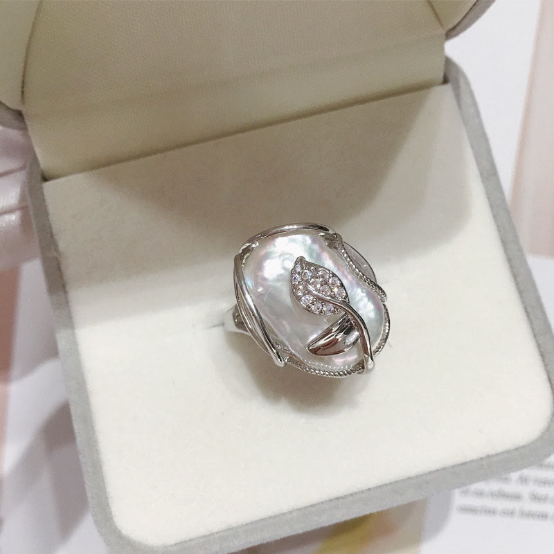 Buddha Stonesパール銅メッキゴールドフラワー幸福富リング