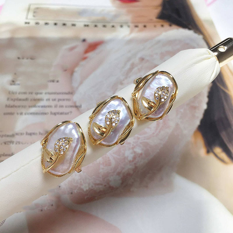 Buddha Stonesパール銅メッキゴールドフラワー幸福富リング