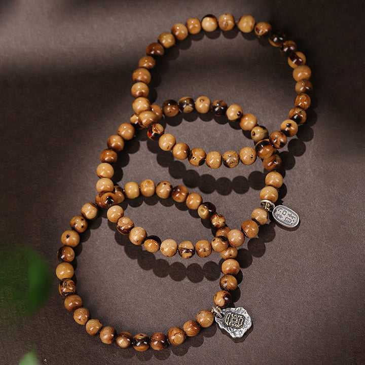 Buddha Stones925 スターリングシルバー 天然黄金の海柳 ザキラム 富の女神 幸運 福 キャラクター 成功 ブレスレット - image 1