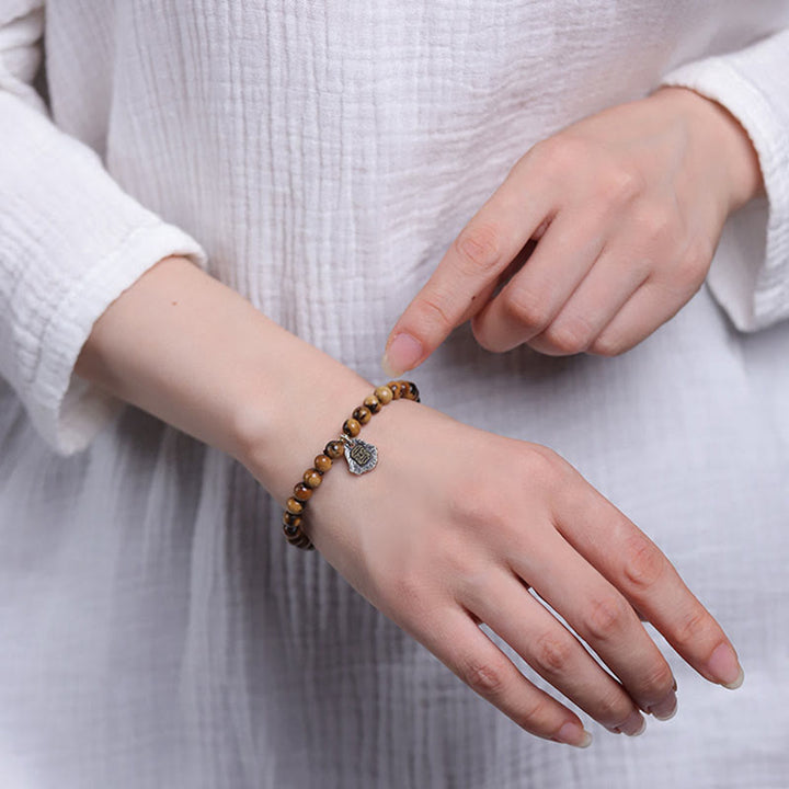 Buddha Stones925 スターリングシルバー 天然黄金の海柳 ザキラム 富の女神 幸運 福 キャラクター 成功 ブレスレット - image 5