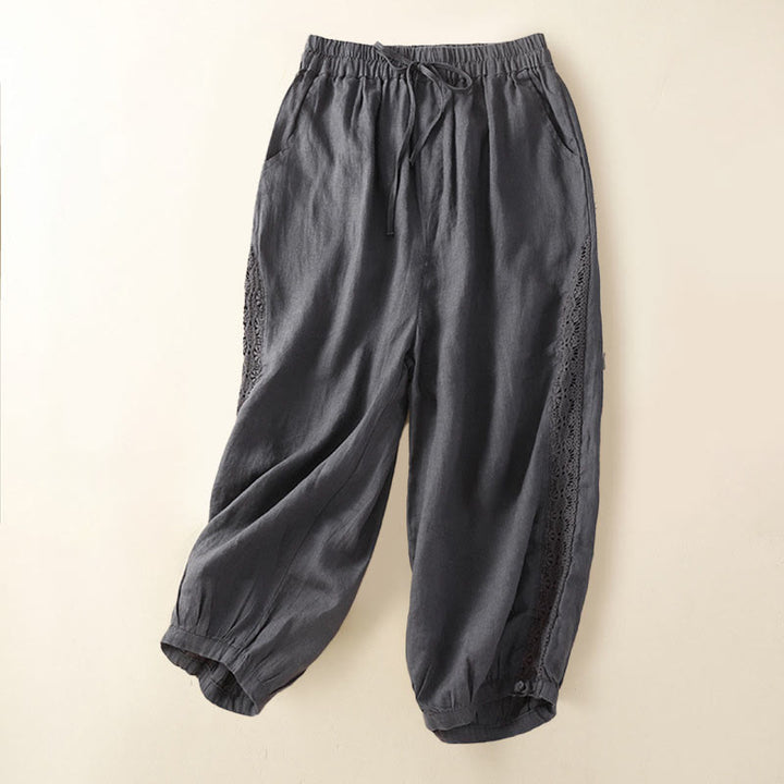 Buddha Stones無地フラワー ルーズドローストリング ハーレムパンツ ポケット付き - グレー - US8-10,UK/AU12-14,EU40-42 (2XL) - image 16