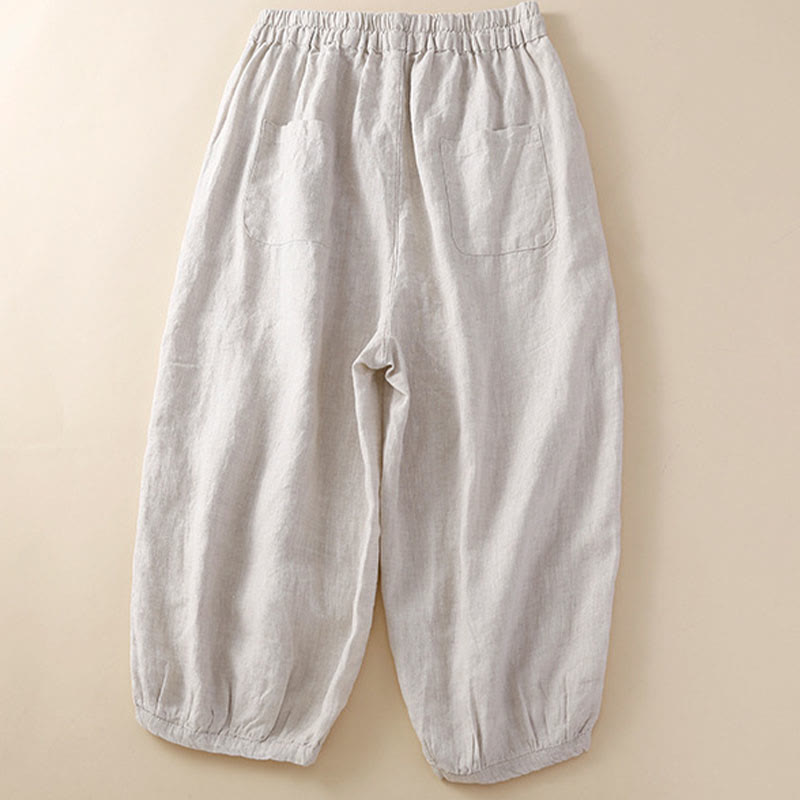 Buddha Stones無地フラワー ルーズドローストリング ハーレムパンツ ポケット付き - image 2