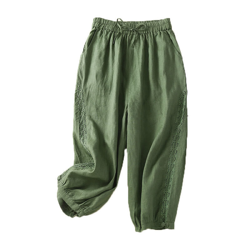 Buddha Stones無地フラワー ルーズドローストリング ハーレムパンツ ポケット付き - image 26