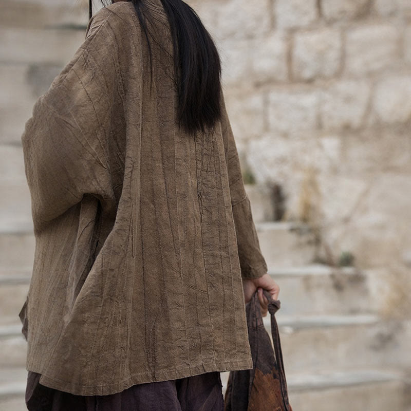 Buddha Stonesのタイダイ染めレースアップデザインコート、禅瞑想オープンフロントトップジャケット - image 2