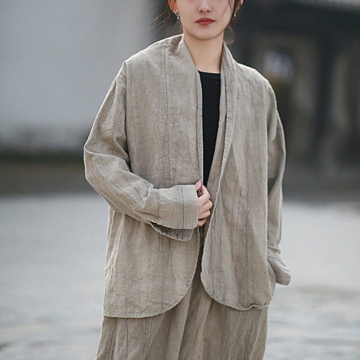 Buddha Stones無地タイダイ 長袖 禅瞑想 オープンフロント ジャケット